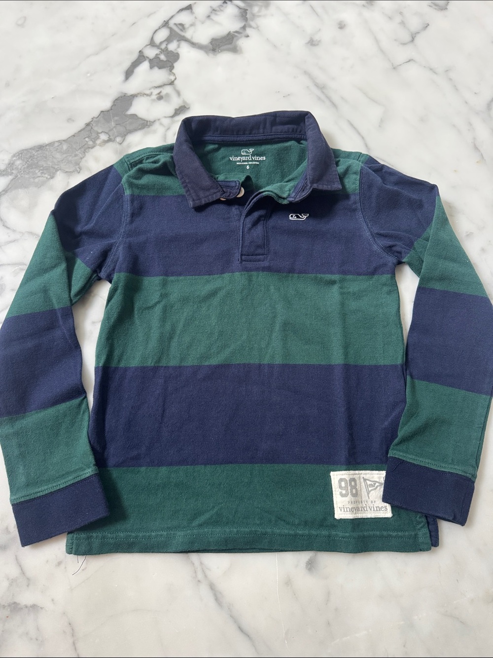 Vineyard Vines Navy and Green Rugby